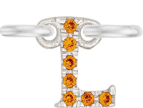 White Gold, Orange Sapphire Letter - Roxanne First