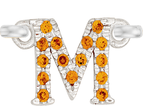 White Gold, Orange Sapphire Letter - Roxanne First