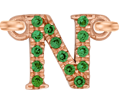 Rose Gold, Green Garnet Letter - Roxanne First