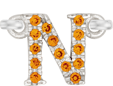 White Gold, Orange Sapphire Letter - Roxanne First