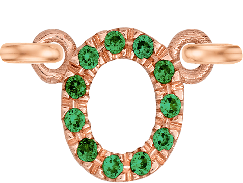 Rose Gold, Green Garnet Letter - Roxanne First