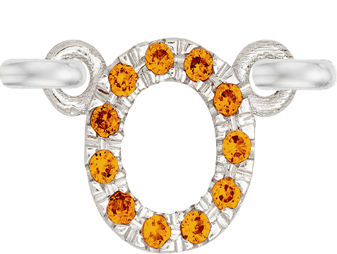 White Gold, Orange Sapphire Letter - Roxanne First