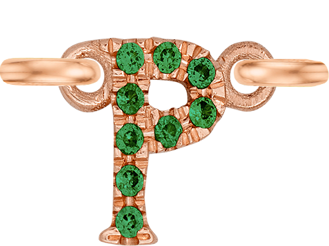 Rose Gold, Green Garnet Letter - Roxanne First