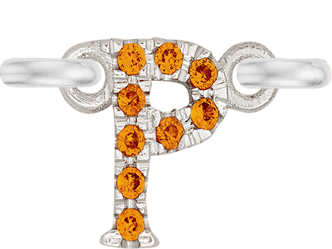 White Gold, Orange Sapphire Letter - Roxanne First