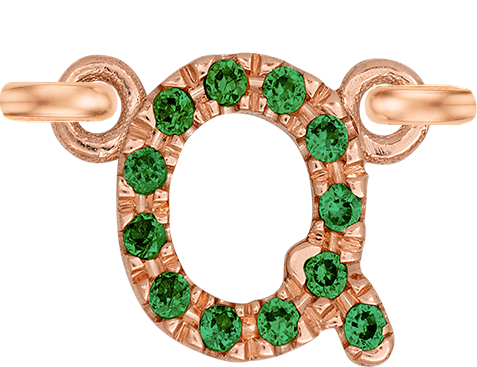 Rose Gold, Green Garnet Letter - Roxanne First