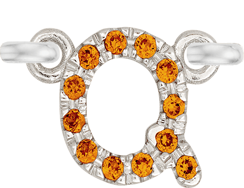 White Gold, Orange Sapphire Letter - Roxanne First