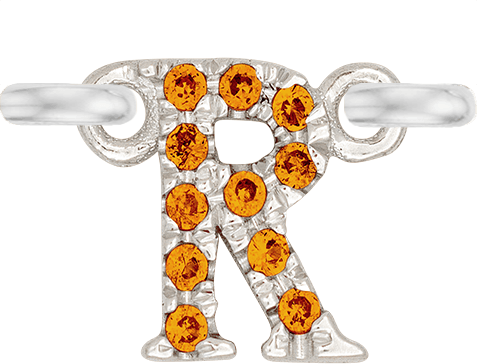 White Gold, Orange Sapphire Letter - Roxanne First