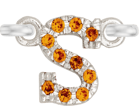 White Gold, Orange Sapphire Letter - Roxanne First