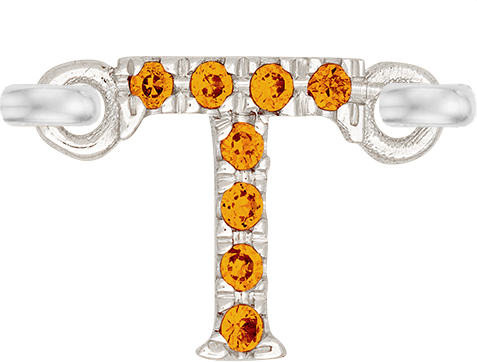 White Gold, Orange Sapphire Letter - Roxanne First