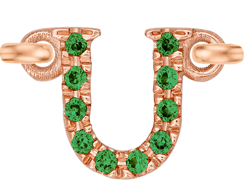 Rose Gold, Green Garnet Letter - Roxanne First