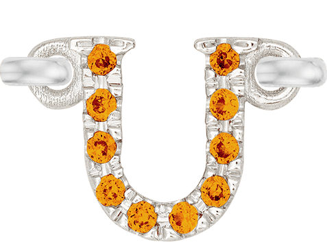 White Gold, Orange Sapphire Letter - Roxanne First