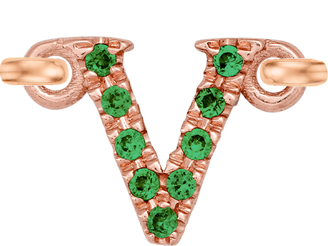 Rose Gold, Green Garnet Letter - Roxanne First