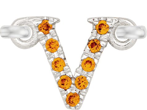 White Gold, Orange Sapphire Letter - Roxanne First