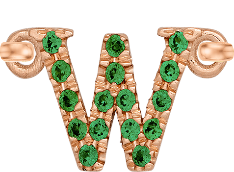 Rose Gold, Green Garnet Letter - Roxanne First