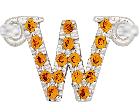 White Gold, Orange Sapphire Letter - Roxanne First