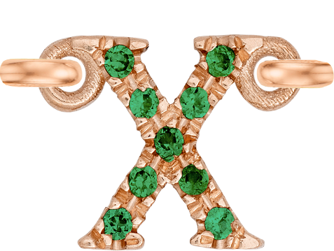 Rose Gold, Green Garnet Letter - Roxanne First