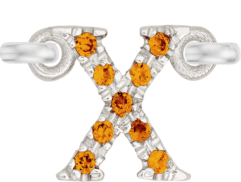 White Gold, Orange Sapphire Letter - Roxanne First