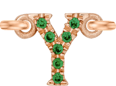 Rose Gold, Green Garnet Letter - Roxanne First