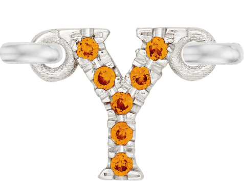 White Gold, Orange Sapphire Letter - Roxanne First