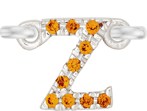 White Gold, Orange Sapphire Letter - Roxanne First