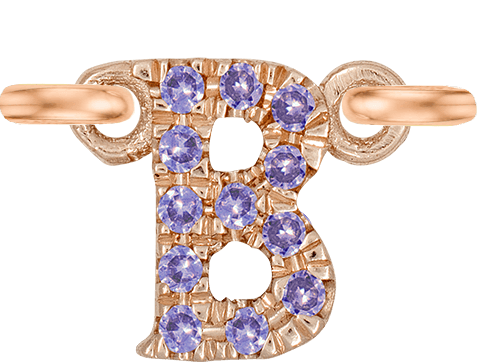 Rose Gold, Lilac Sapphire Letter - Roxanne First