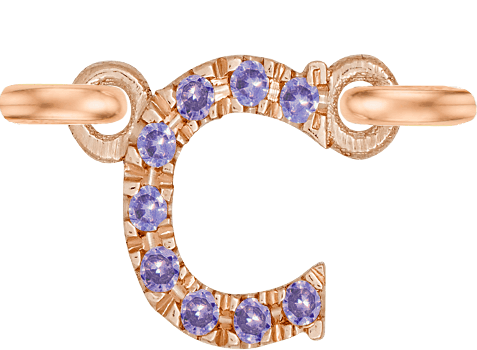 Rose Gold, Lilac Sapphire Letter - Roxanne First