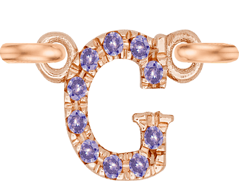 Rose Gold, Lilac Sapphire Letter - Roxanne First