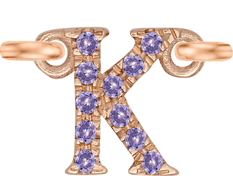 Rose Gold, Lilac Sapphire Letter - Roxanne First