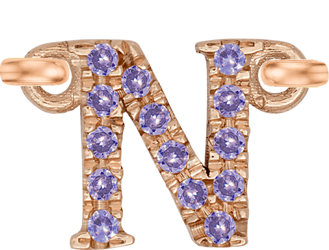 Rose Gold, Lilac Sapphire Letter - Roxanne First