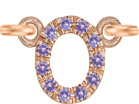 Rose Gold, Lilac Sapphire Letter - Roxanne First