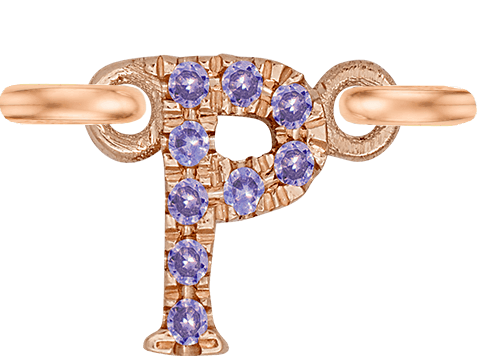 Rose Gold, Lilac Sapphire Letter - Roxanne First