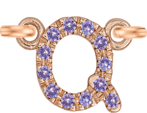 Rose Gold, Lilac Sapphire Letter - Roxanne First