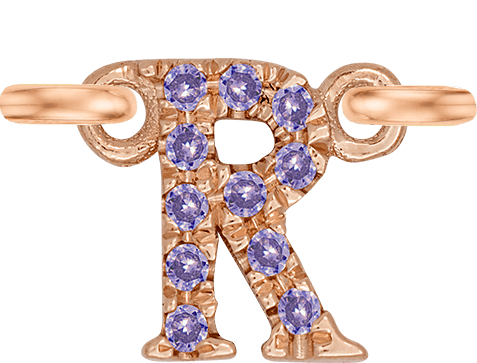 Rose Gold, Lilac Sapphire Letter - Roxanne First