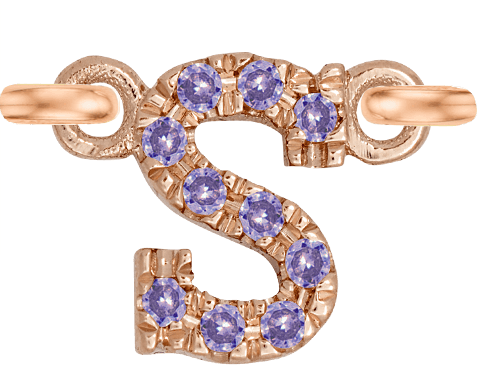 Rose Gold, Lilac Sapphire Letter - Roxanne First