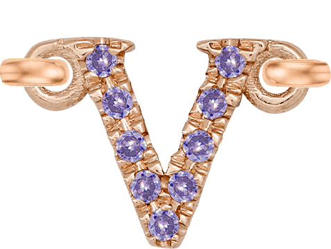 Rose Gold, Lilac Sapphire Letter - Roxanne First