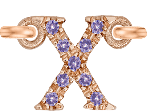 Rose Gold, Lilac Sapphire Letter - Roxanne First