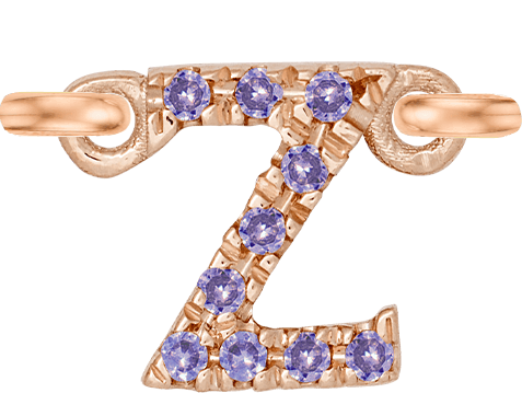 Rose Gold, Lilac Sapphire Letter - Roxanne First