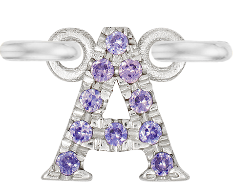 White Gold, Lilac Sapphire Letter - Roxanne First