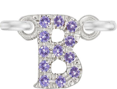 White Gold, Lilac Sapphire Letter - Roxanne First