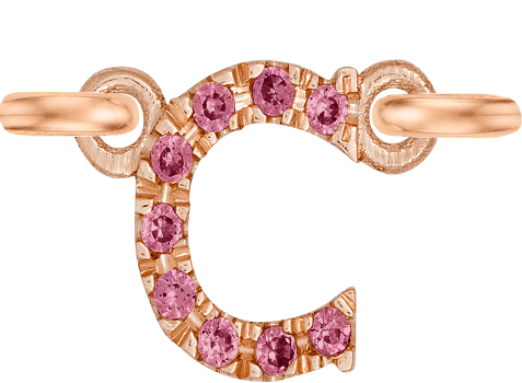 Rose Gold, Pink Sapphire Letter - Roxanne First