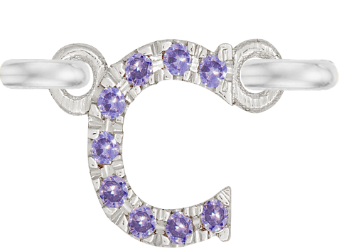 White Gold, Lilac Sapphire Letter - Roxanne First