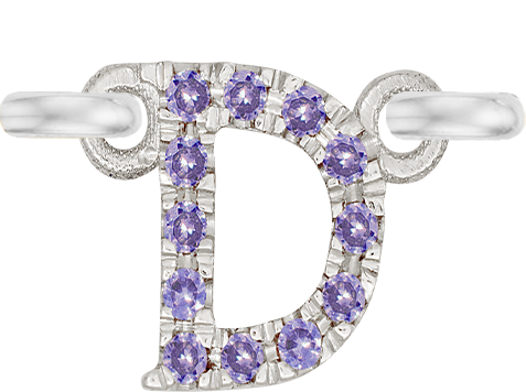 White Gold, Lilac Sapphire Letter - Roxanne First