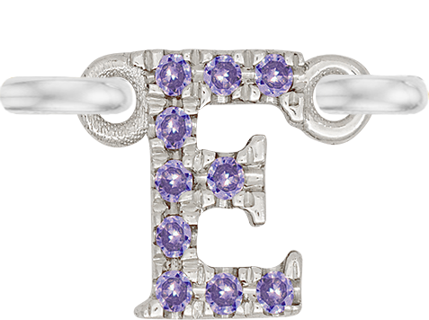 White Gold, Lilac Sapphire Letter - Roxanne First