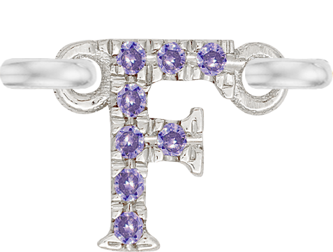 White Gold, Lilac Sapphire Letter - Roxanne First