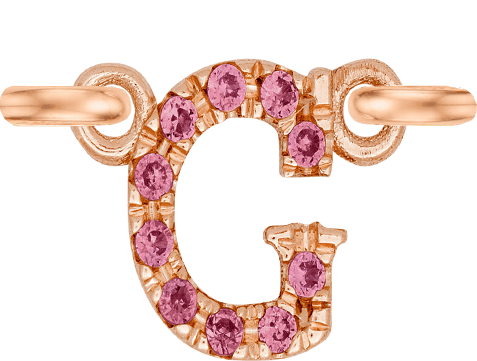 Rose Gold, Pink Sapphire Letter - Roxanne First