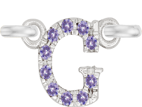 White Gold, Lilac Sapphire Letter - Roxanne First