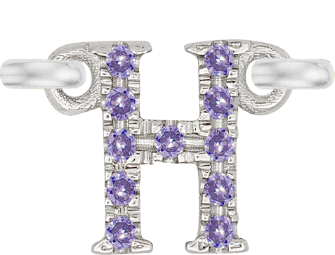 White Gold, Lilac Sapphire Letter - Roxanne First