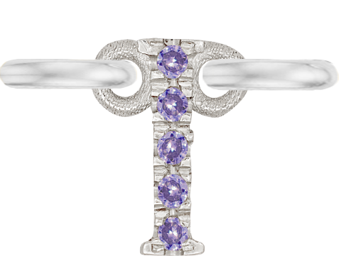 White Gold, Lilac Sapphire Letter - Roxanne First