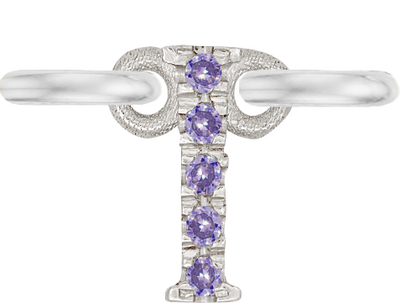 White Gold, Lilac Sapphire Letter - Roxanne First