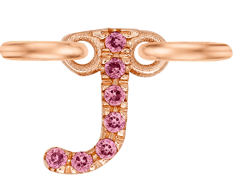 Rose Gold, Pink Sapphire Letter - Roxanne First